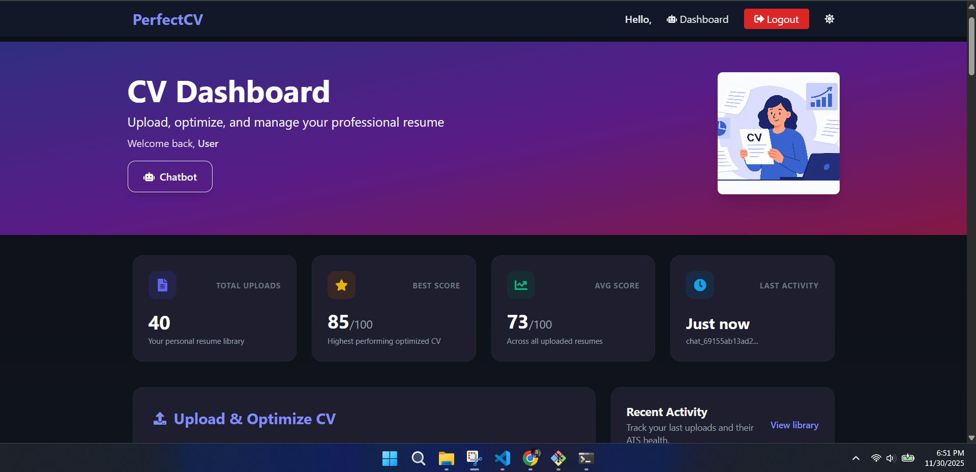 PerfectCV - AI-Powered CV Optimization System screenshot